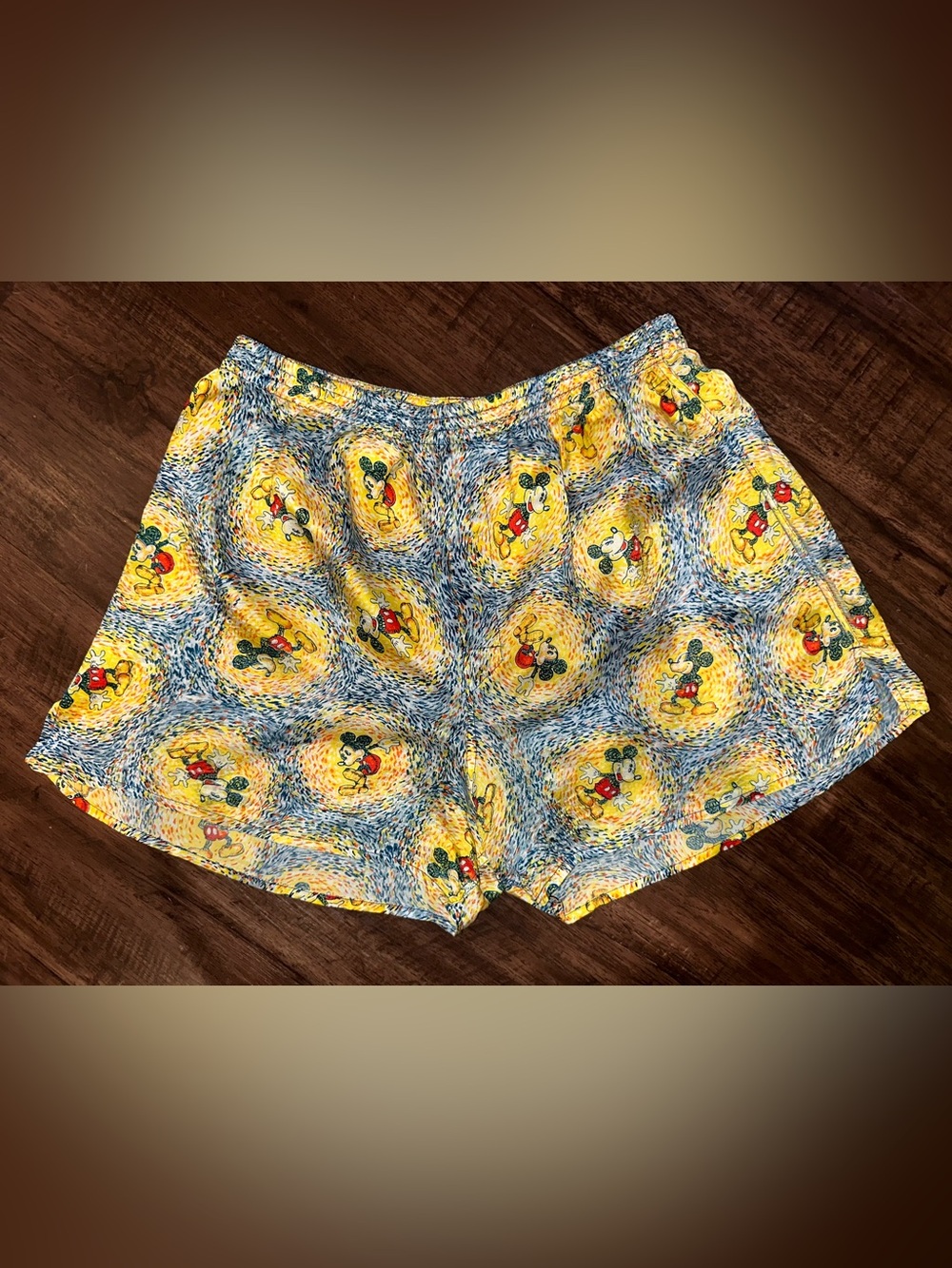 VTG MICKEY & CO 100% Silk Mickey Mouse Print 80's Boxer Lounge Shorts M MINT!